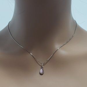 Rose Quartz Delicate Pendant Necklace in 925 Silver